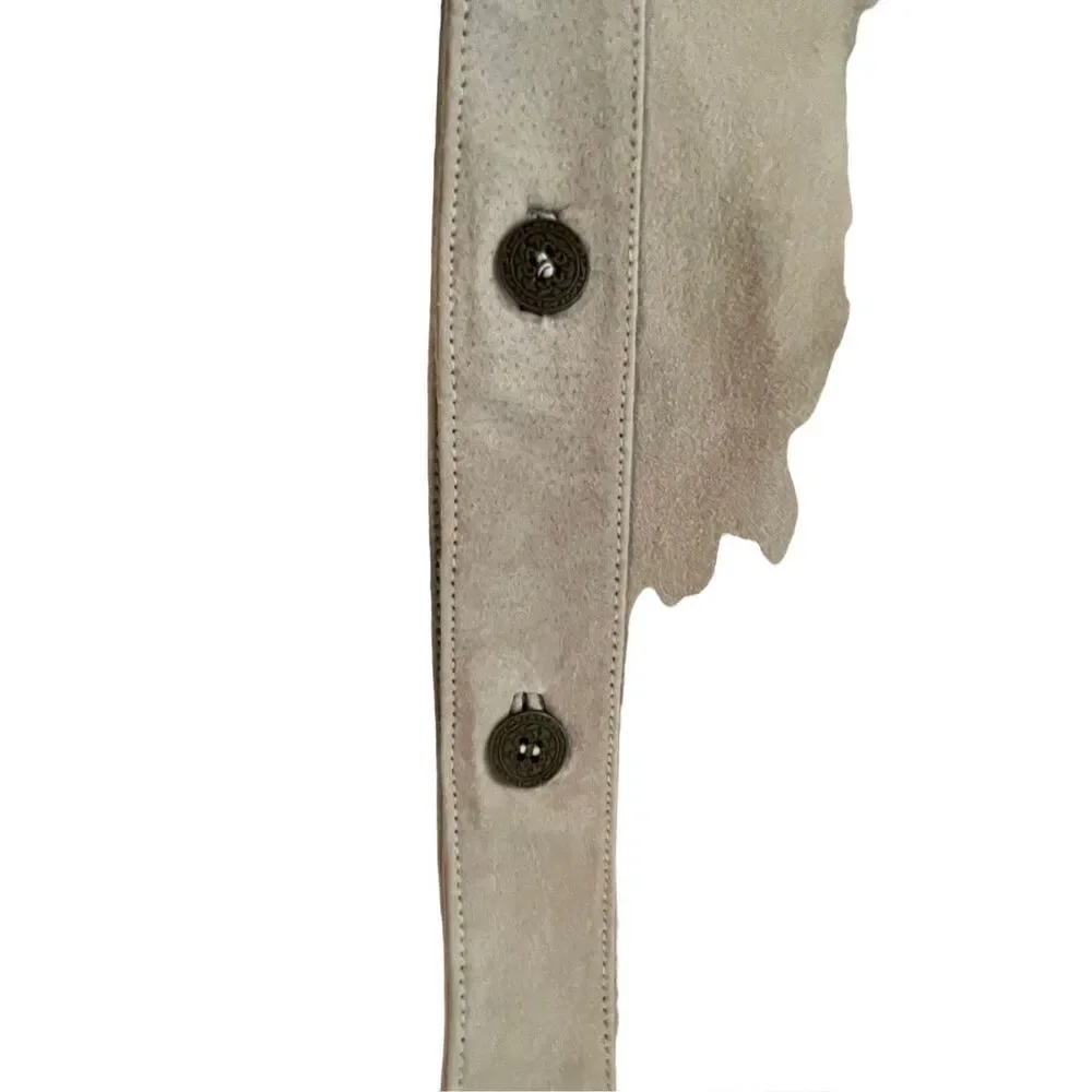 Chico's Womens Gray Leather Button Front Blazer Jacket Size 3